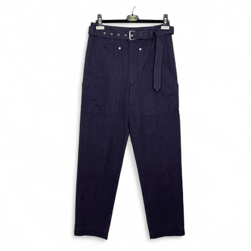 Isabel Marant Pharel Pants Trousers High Waist Waisted Cotton Linen Purple 38 M